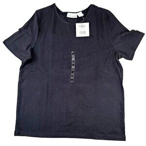 Croft & Barrow Womens Black Top Dressy Stretch Ribbed Blouse Size M NWT JH1425